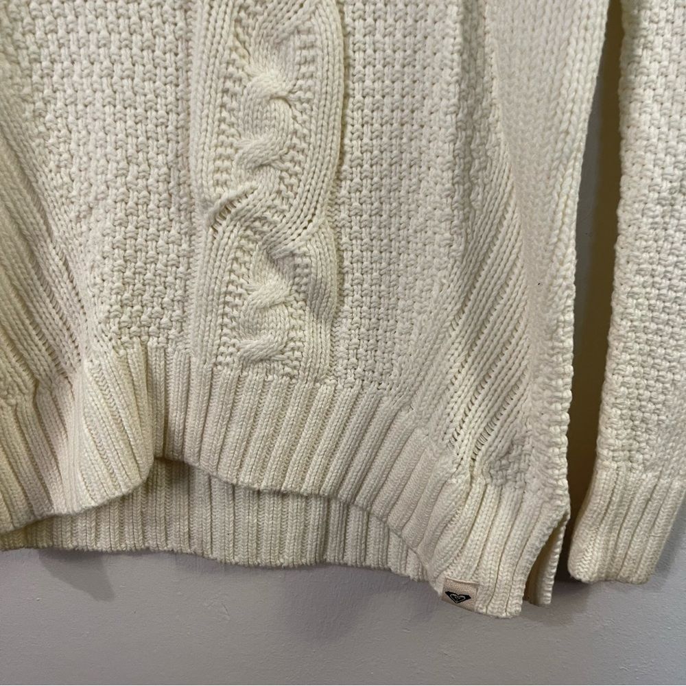 Roxy White Cable Knit Chunky Sweater Long Sleeve Sweater - Picture 4 of 7